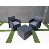 Table Set with 2 Armchairs Shaf Anthracite 57 X 57 X 42 CM (3 Pieces)-2