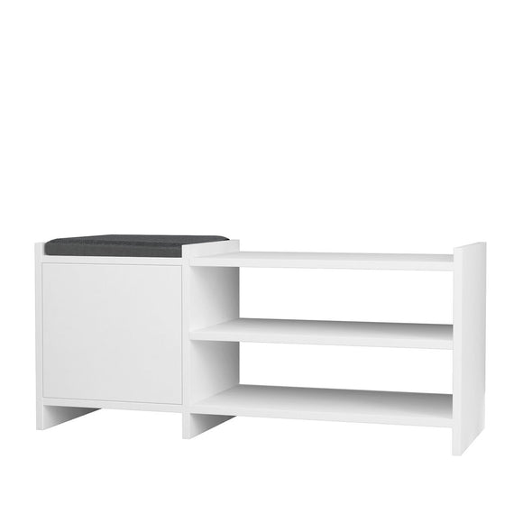 Shoe bench Alexandra House Living White Grey 100 x 44 x 35 cm 2 Shelves 1 door-0