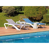 Table Set with Sun Loungers Resol Marina + Andorra White Navy Blue Modern 3 Pieces-3