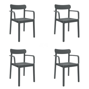 Garden chair Garbar Elba Dark grey polypropylene 56 x 53 x 80 cm 4 Units (4 Pieces)-0