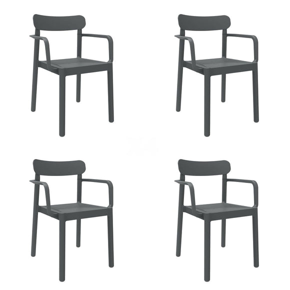 Garden chair Garbar Elba Dark grey polypropylene 56 x 53 x 80 cm 4 Units (4 Pieces)-0