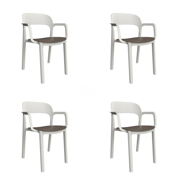 Garden chair Garbar Ona White Brown Chocolate polypropylene 56 x 79 x 52 cm 56 x 52 x 79 cm 4 Units (4 Pieces)-0
