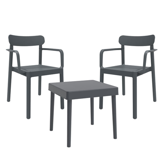 Table set with chairs Garbar Alba-Elba Dark grey 3 Pieces-0