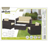 Aktive Garden Furniture Set Black Cream 128 x 72 cm – Sofa 2 Armchairs Table