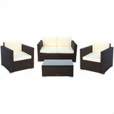 Aktive Garden Furniture Set Black Cream 128 x 72 cm – Sofa 2 Armchairs Table