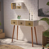 Hall Table with 3 Drawers Versa White Wood MDF and pine 30 x 80,5 x 90 cm-1