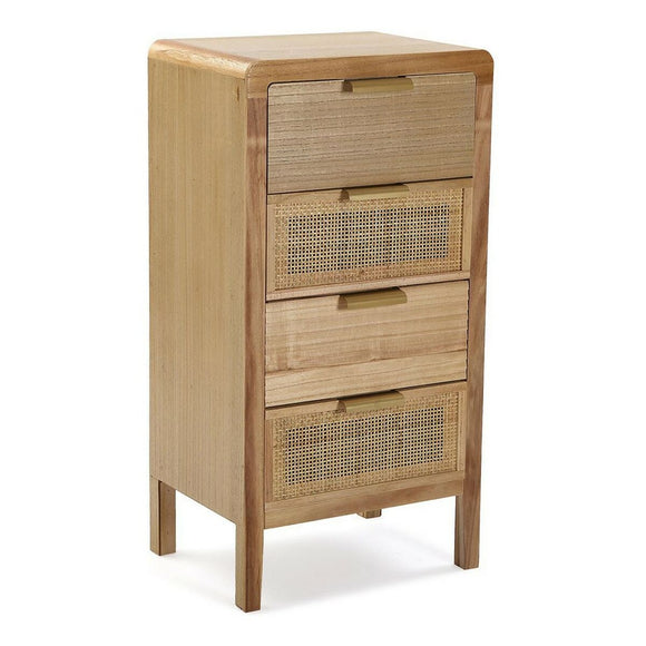 Chest of drawers Versa Brown Rattan Paolownia wood MDF Wood 30 x 77,5 x 40 cm-0