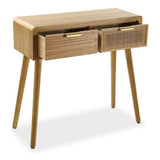 Hall Table with 2 Drawers Versa Brown Wood Paolownia wood MDF Wood 30 x 78 x 80 cm-5