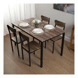 Dining Table Brown Black MDF Wood (80 x 76 x 140 cm)-3