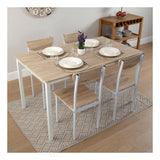 Dining Table White Brown MDF Wood (80 x 76 x 140 cm)-3