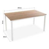 Dining Table White Brown MDF Wood (80 x 76 x 140 cm)-1