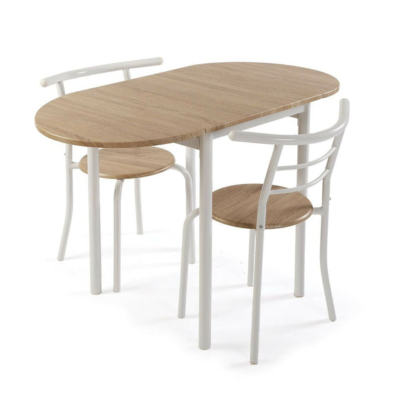 Table set with 2 chairs Versa White 55 x 77 x 61 cm Metal PVC MDF Wood-0