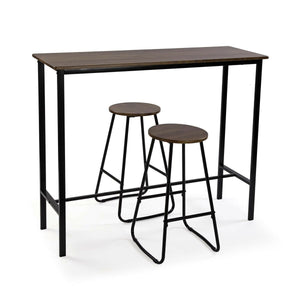 Table set with 2 chairs Versa Black PVC Metal MDF Wood 40 x 120 x 100 cm-0
