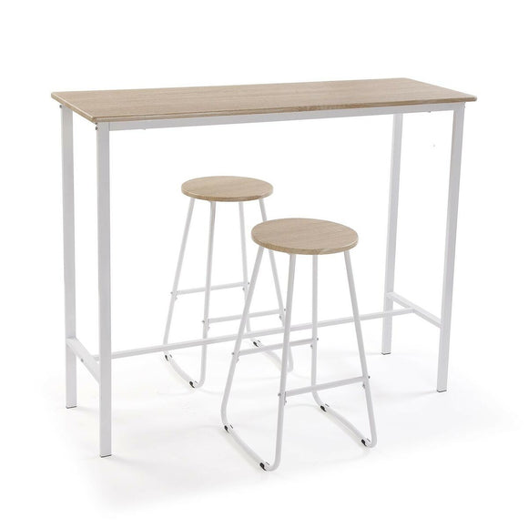 Table set with 2 chairs Versa White PVC Metal MDF Wood 40 x 120 x 100 cm-0