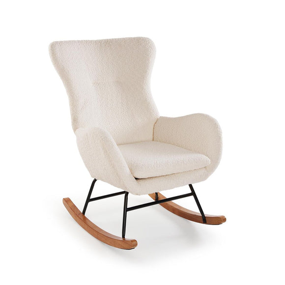 Rocking Chair Versa Kora White Wood Metal Rubber wood 86 x 92 x 67 cm-0