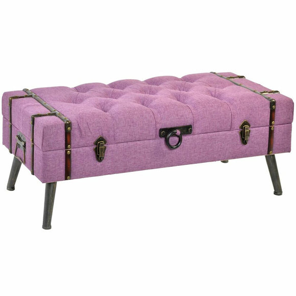 Bench DKD Home Decor   Metal Polyester Fuchsia MDF Wood (102 x 42 x 40,5 cm)-0