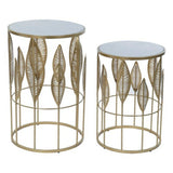 Side table DKD Home Decor Golden Metal Marble 42 x 42 x 65,5 cm-0