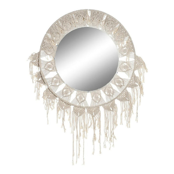 Wall mirror DKD Home Decor White Boho Macrame 75 x 2 x 75 cm-0