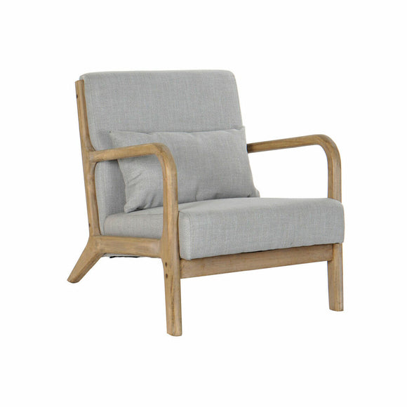 Armchair DKD Home Decor Grey Polyester Linen Rubber wood (65 x 83 x 74 cm)-0