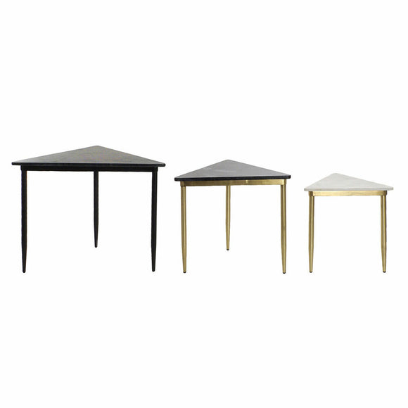 Set of 3 small tables DKD Home Decor White Black Green Golden 68 x 46,5 x 53 cm-0