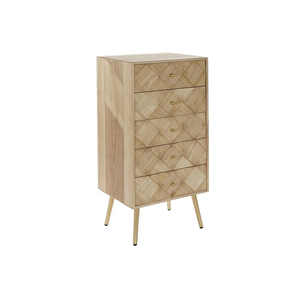 Chest of drawers DKD Home Decor   Light brown Metal Pinewood Paolownia wood Natural Modern 45 x 35 x 93 cm-0