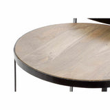Set of 3 tables DKD Home Decor Brown Black Metal Plastic Mango wood 60 x 60 x 55 cm-1