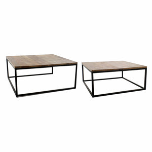 Set of 2 tables DKD Home Decor Brown Black 90 x 90 x 40 cm-0