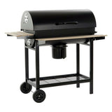 Coal Barbecue with Cover and Wheels DKD Home Decor Black Natural Wood Metal Steel 108 x 71 x 103 cm-4