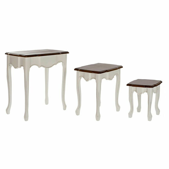 Set of 3 tables DKD Home Decor White Brown 60 x 40 x 66 cm-0