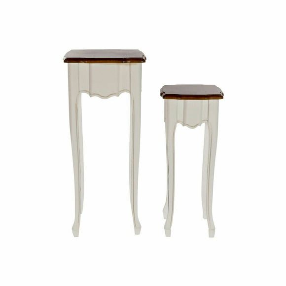 Set of 2 tables DKD Home Decor White Brown 35 x 35 x 80 cm-0