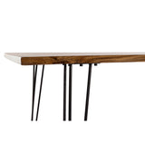 Dining Table DKD Home Decor 180 x 87 x 76 cm Black Metal Brown Acacia-3
