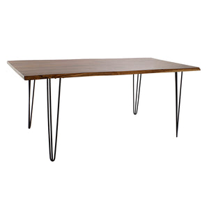 Dining Table DKD Home Decor 180 x 87 x 76 cm Black Metal Brown Acacia-0