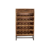 Bottle rack DKD Home Decor Black Metal Brown Acacia (60 x 32 x 107 cm)-1