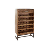 Bottle rack DKD Home Decor Black Metal Brown Acacia (60 x 32 x 107 cm)-0