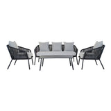 Sofa and table set DKD Home Decor MB-179039 Grey Garden Polyester Rope Aluminium (151,5 x 72 x 70 cm) (4 pcs)-8