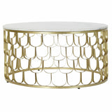 Side table DKD Home Decor 81 x 81 x 42 cm Golden White Plastic Marble Iron-0