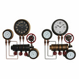 Wall Clock DKD Home Decor Black Red Iron Golden (2 pcs) (46 x 13 x 58 cm)-0