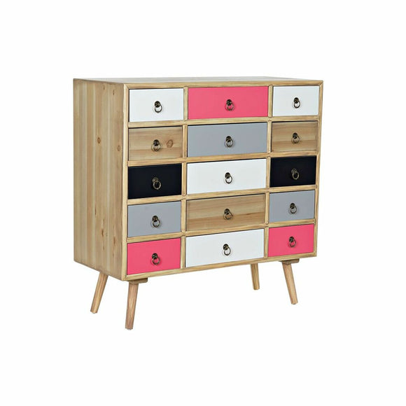 Chest of drawers DKD Home Decor White Multicolour Natural Navy Blue Light grey Wood MDF Wood 80 x 35 x 82 cm-0