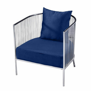 Armchair DKD Home Decor Polyester Steel Navy Blue (66 x 69 x 70 cm)-0