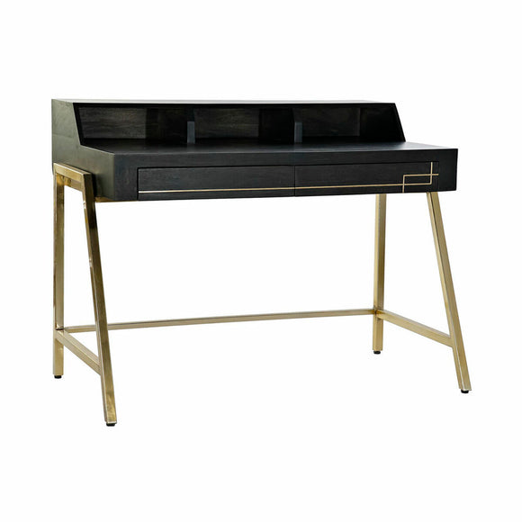 Desk DKD Home Decor Black Metal Golden Mango wood (125 x 74 x 93.5 cm)-0