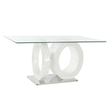 Dining Table DKD Home Decor Crystal Transparent White MDF Wood (160 x 90 x 75 cm)-0