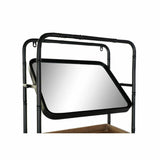 Coat rack DKD Home Decor Mirror Black Wood Metal Rattan (48 x 20.5 x 150 cm)-1