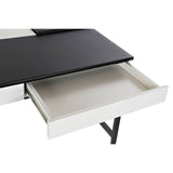Desk DKD Home Decor Black Metal MDF White PU (110 x 55 x 76 cm)-8