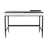 Desk DKD Home Decor Black Metal MDF White PU (110 x 55 x 76 cm)-2
