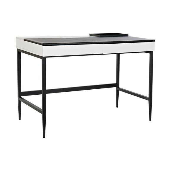 Desk DKD Home Decor Black Metal MDF White PU (110 x 55 x 76 cm)-0
