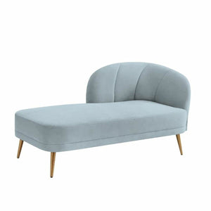 Chaise Longue Sofa DKD Home Decor Sky blue 160 x 80 x 90 cm Blue Golden Metal Plastic Pinewood-0