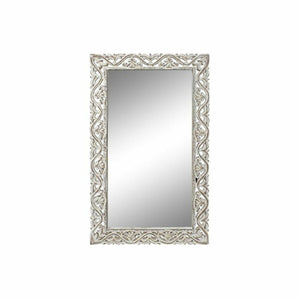 Wall mirror DKD Home Decor White Crystal Mango wood Indian Man Stripped 61 x 3 x 105 cm-0