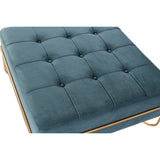Bench DKD Home Decor   Foam Blue Golden Metal Polyester Velvet MDF Wood (80 x 80 x 42 cm)-3
