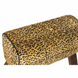Footrest DKD Home Decor Black Wood Brown Leather Leopard (67 x 30 x 51 cm)-3
