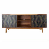 TV furniture DKD Home Decor Black Natural Wood 130 x 40 x 57 cm-2